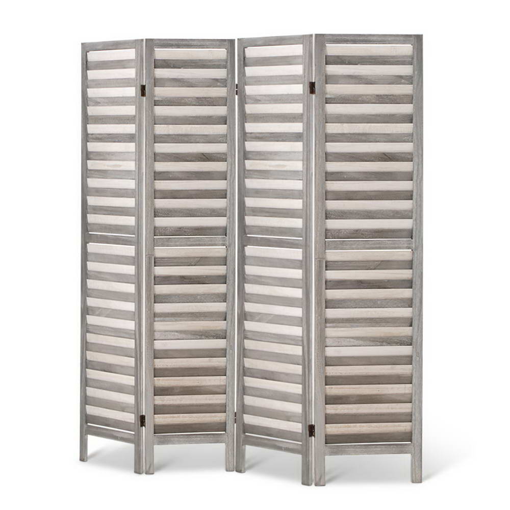 4 Panel Room Divider Screen 163x170cm Louver Grey - Furniture > Bedroom > Room Dividers - Rivercity House & Home Co. (ABN 18 642 972 209) - Affordable Modern Furniture Australia