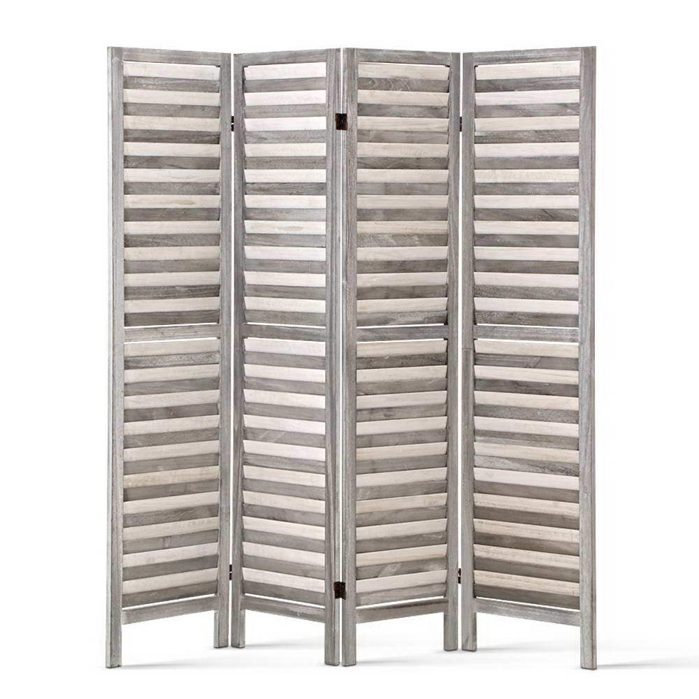 4 Panel Room Divider Screen 163x170cm Louver Grey - Furniture > Bedroom > Room Dividers - Rivercity House & Home Co. (ABN 18 642 972 209) - Affordable Modern Furniture Australia