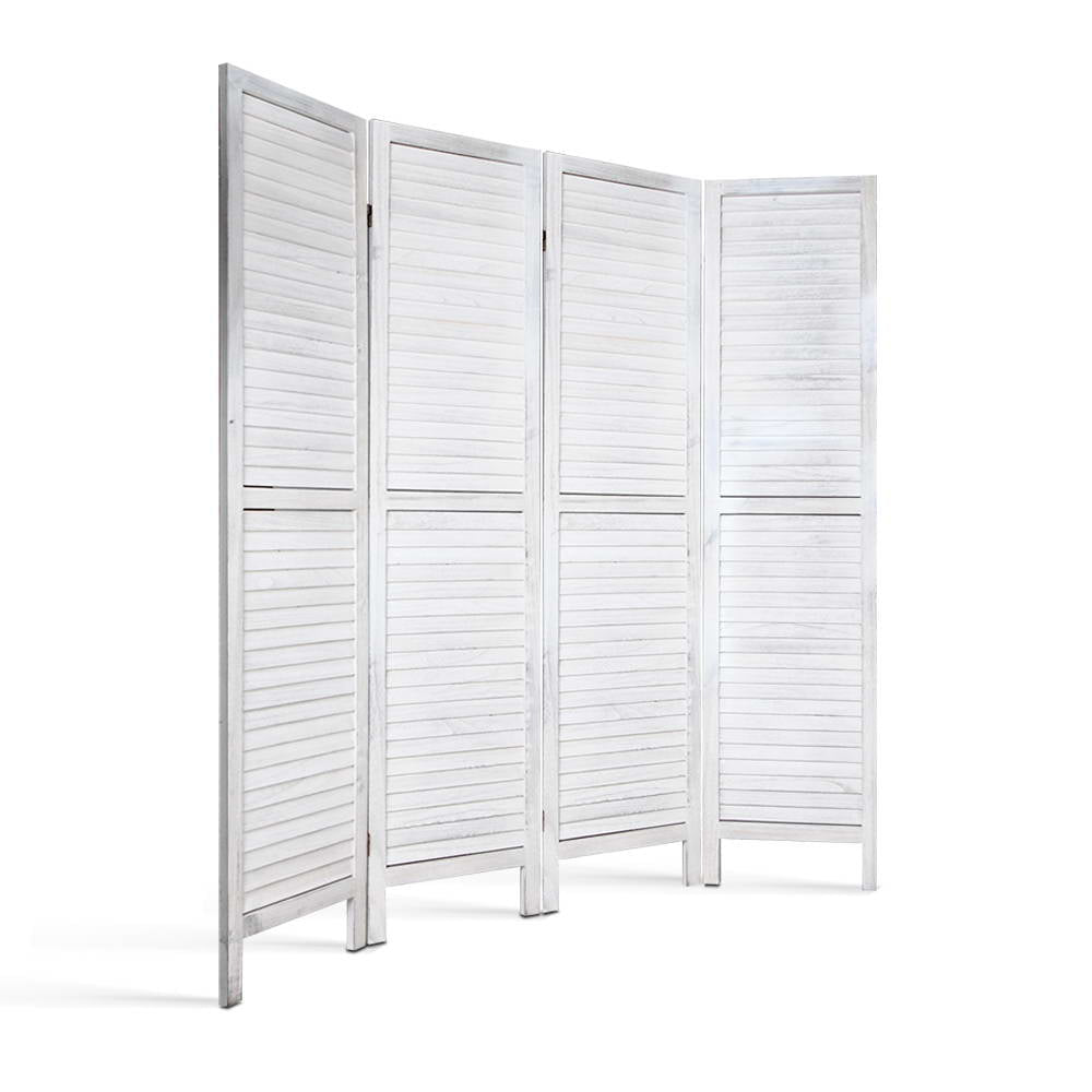 4 Panel Room Divider Screen 163x170cm Louver White - Furniture > Bedroom > Room Dividers - Rivercity House & Home Co. (ABN 18 642 972 209) - Affordable Modern Furniture Australia