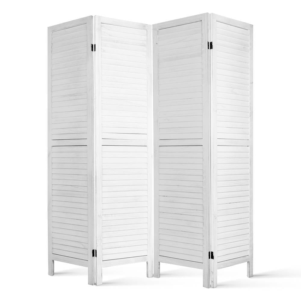 4 Panel Room Divider Screen 163x170cm Louver White - Furniture > Bedroom > Room Dividers - Rivercity House & Home Co. (ABN 18 642 972 209) - Affordable Modern Furniture Australia