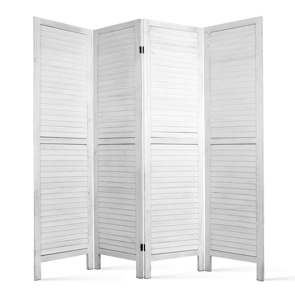 4 Panel Room Divider Screen 163x170cm Louver White - Furniture > Bedroom > Room Dividers - Rivercity House & Home Co. (ABN 18 642 972 209) - Affordable Modern Furniture Australia