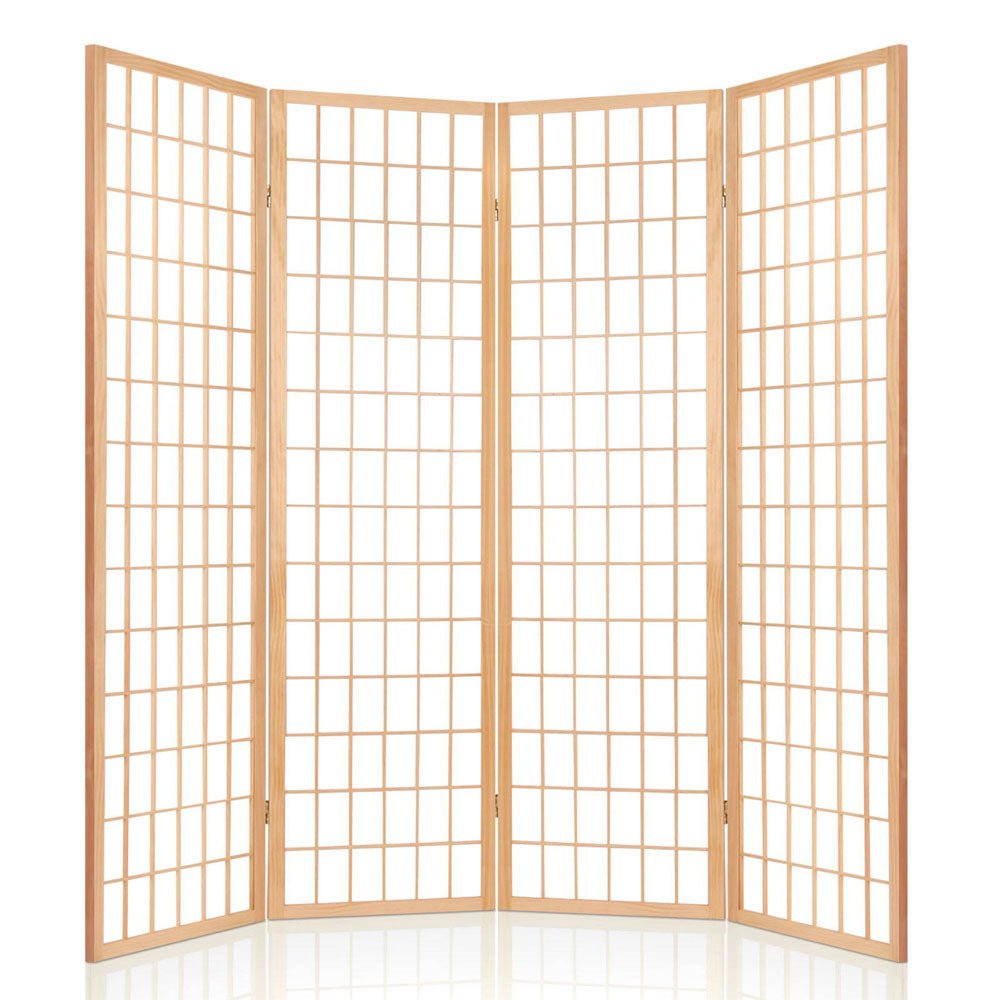 4 Panel Room Divider Screen 174x179cm - Natural - Furniture > Bedroom > Room Dividers - Rivercity House & Home Co. (ABN 18 642 972 209) - Affordable Modern Furniture Australia