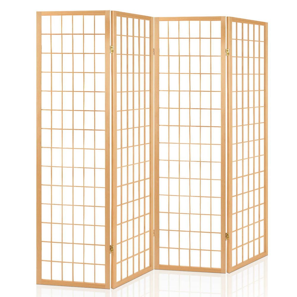 4 Panel Room Divider Screen 174x179cm - Natural - Furniture > Bedroom > Room Dividers - Rivercity House & Home Co. (ABN 18 642 972 209) - Affordable Modern Furniture Australia