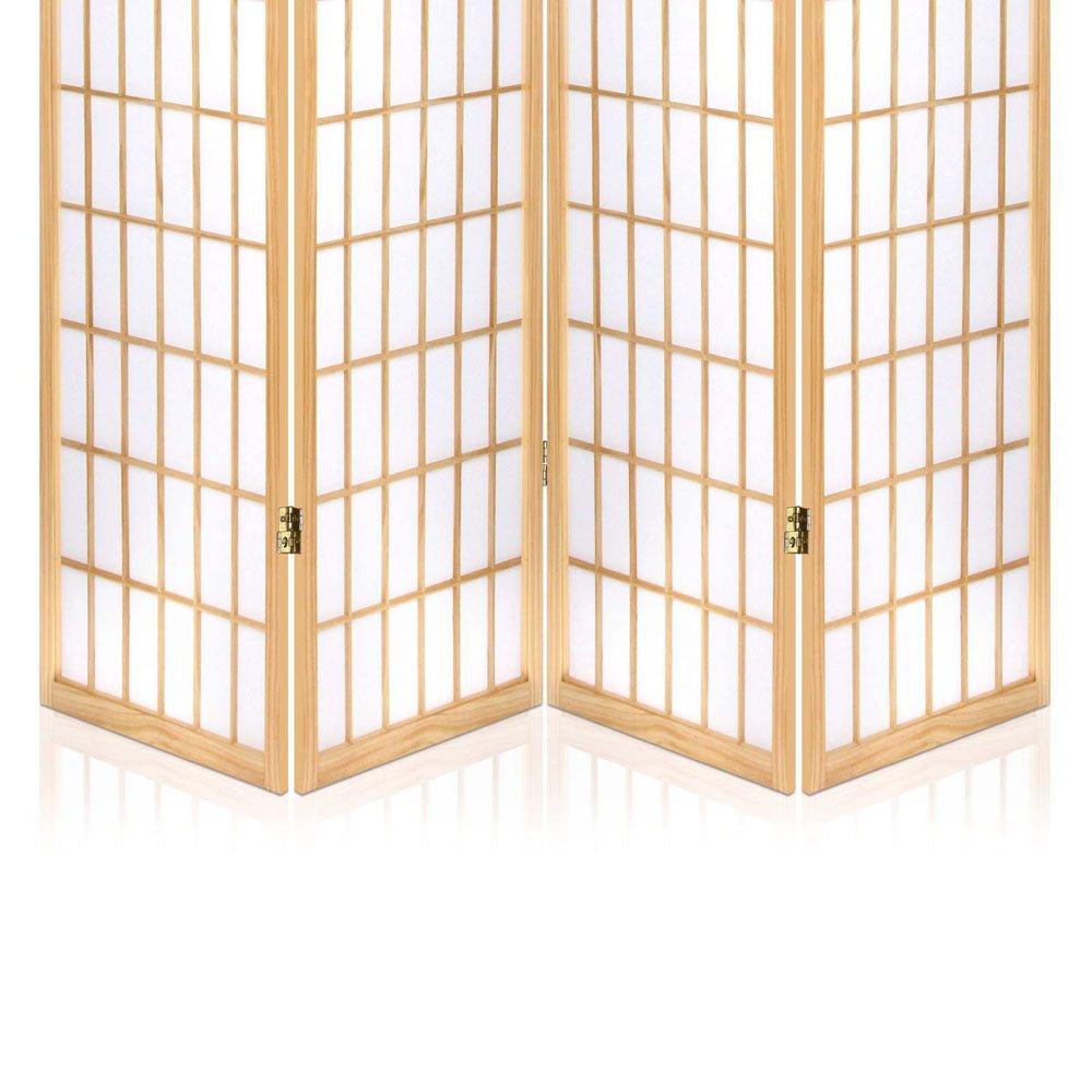 4 Panel Room Divider Screen 174x179cm - Natural - Furniture > Bedroom > Room Dividers - Rivercity House & Home Co. (ABN 18 642 972 209) - Affordable Modern Furniture Australia