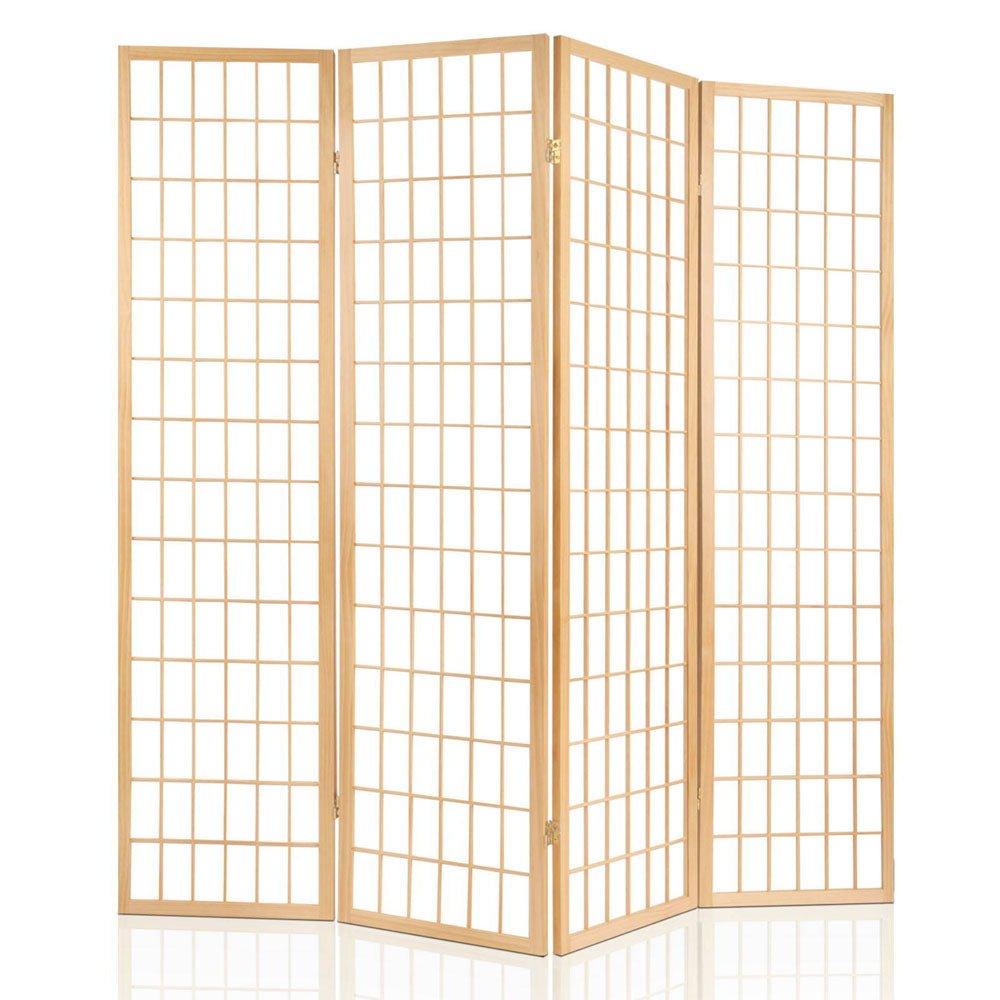 4 Panel Room Divider Screen 174x179cm - Natural - Furniture > Bedroom > Room Dividers - Rivercity House & Home Co. (ABN 18 642 972 209) - Affordable Modern Furniture Australia