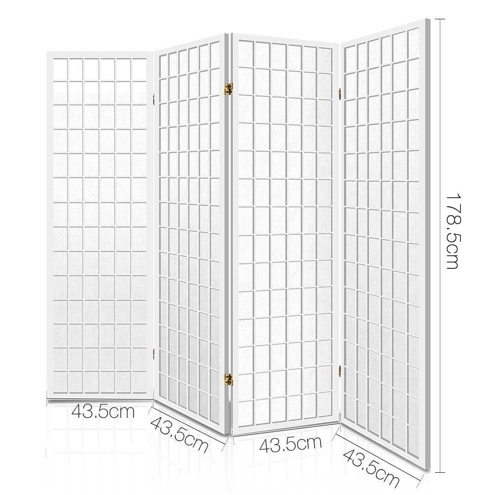 4 Panel Room Divider Screen 174x179cm - White - Furniture > Bedroom > Room Dividers - Rivercity House & Home Co. (ABN 18 642 972 209) - Affordable Modern Furniture Australia