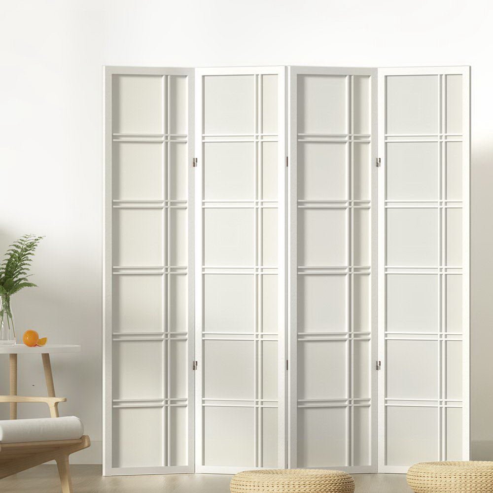 4 Panel Room Divider Screen 176x179cm Nova White - Furniture > Bedroom > Room Dividers - Rivercity House & Home Co. (ABN 18 642 972 209) - Affordable Modern Furniture Australia
