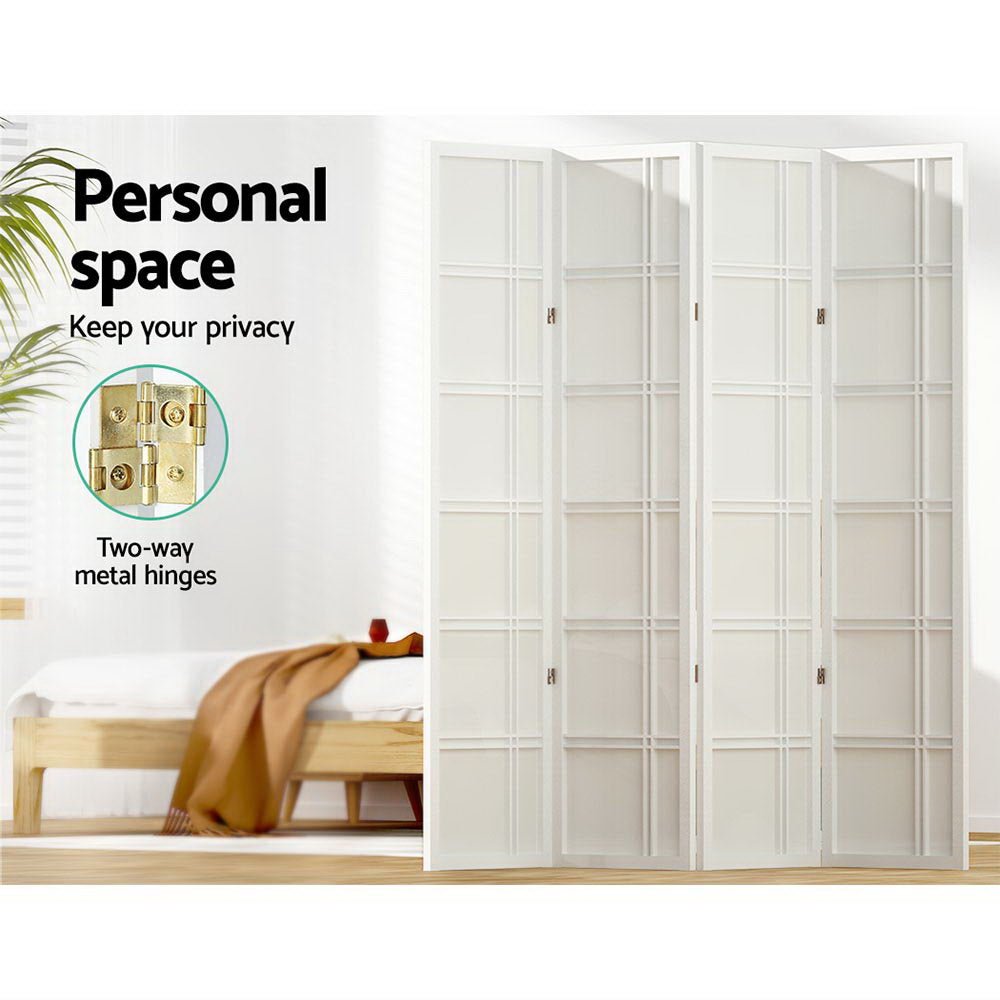 4 Panel Room Divider Screen 176x179cm Nova White - Furniture > Bedroom > Room Dividers - Rivercity House & Home Co. (ABN 18 642 972 209) - Affordable Modern Furniture Australia
