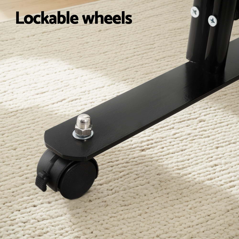 4 Panel Room Divider Screen 217cm Wheel Fabric Black - Furniture > Bedroom - Rivercity House & Home Co. (ABN 18 642 972 209) - Affordable Modern Furniture Australia