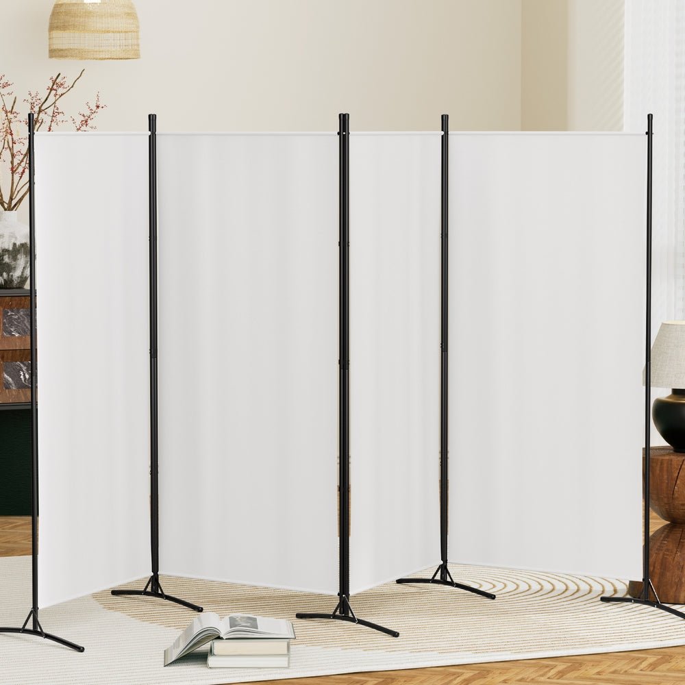 4 Panel Room Divider Screen 345x180cm Fabric White - Furniture > Bedroom > Room Dividers - Rivercity House & Home Co. (ABN 18 642 972 209) - Affordable Modern Furniture Australia