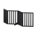 4-Panel Wooden Dog Gate Playpen Enclosure with Pet Door - Black