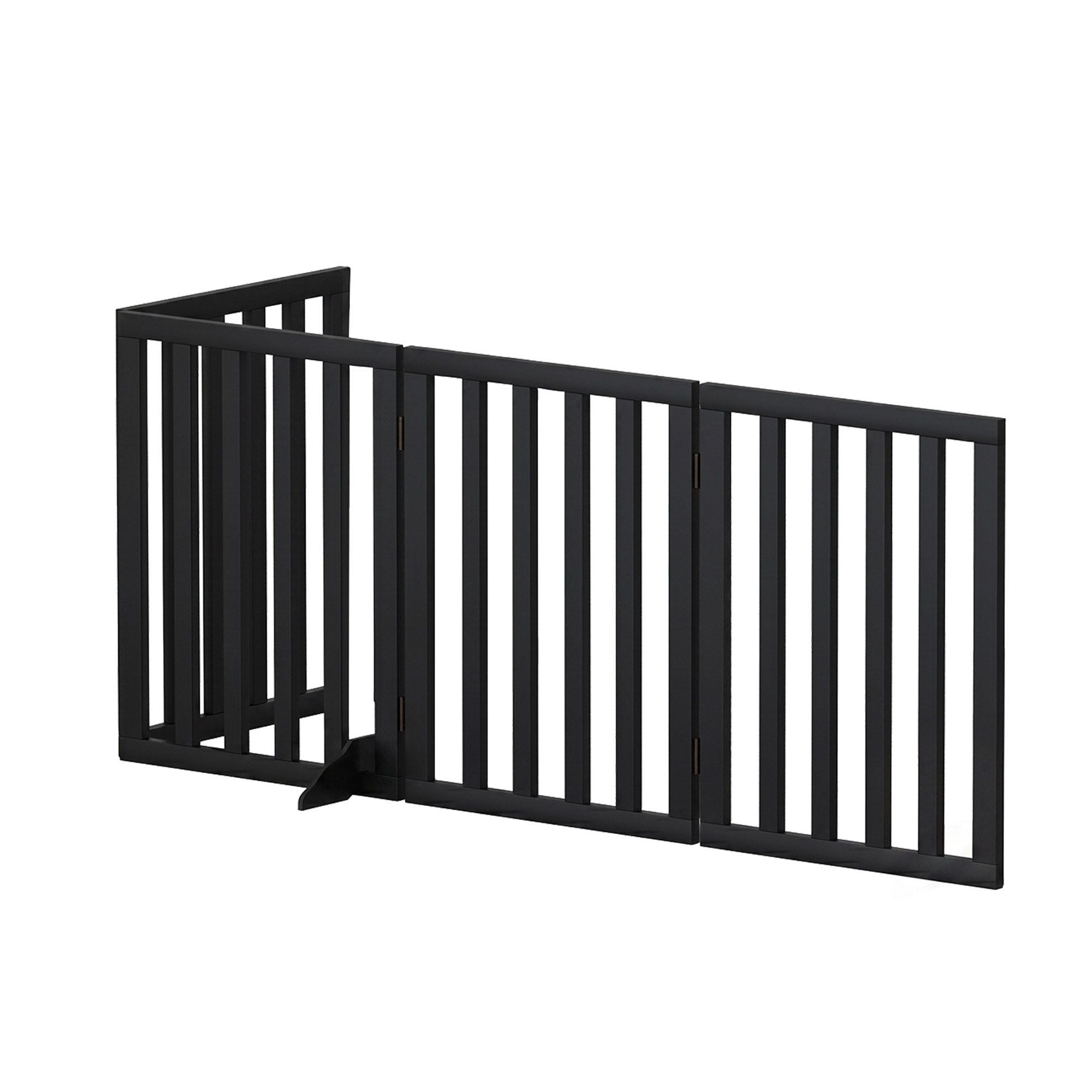 4-Panel Wooden Dog Gate Playpen Enclosure with Pet Door - Black - Pet Care > Dog Supplies > Dog Playpens & Gates - Rivercity House & Home Co. (ABN 18 642 972 209) - Affordable Modern Furniture Australia