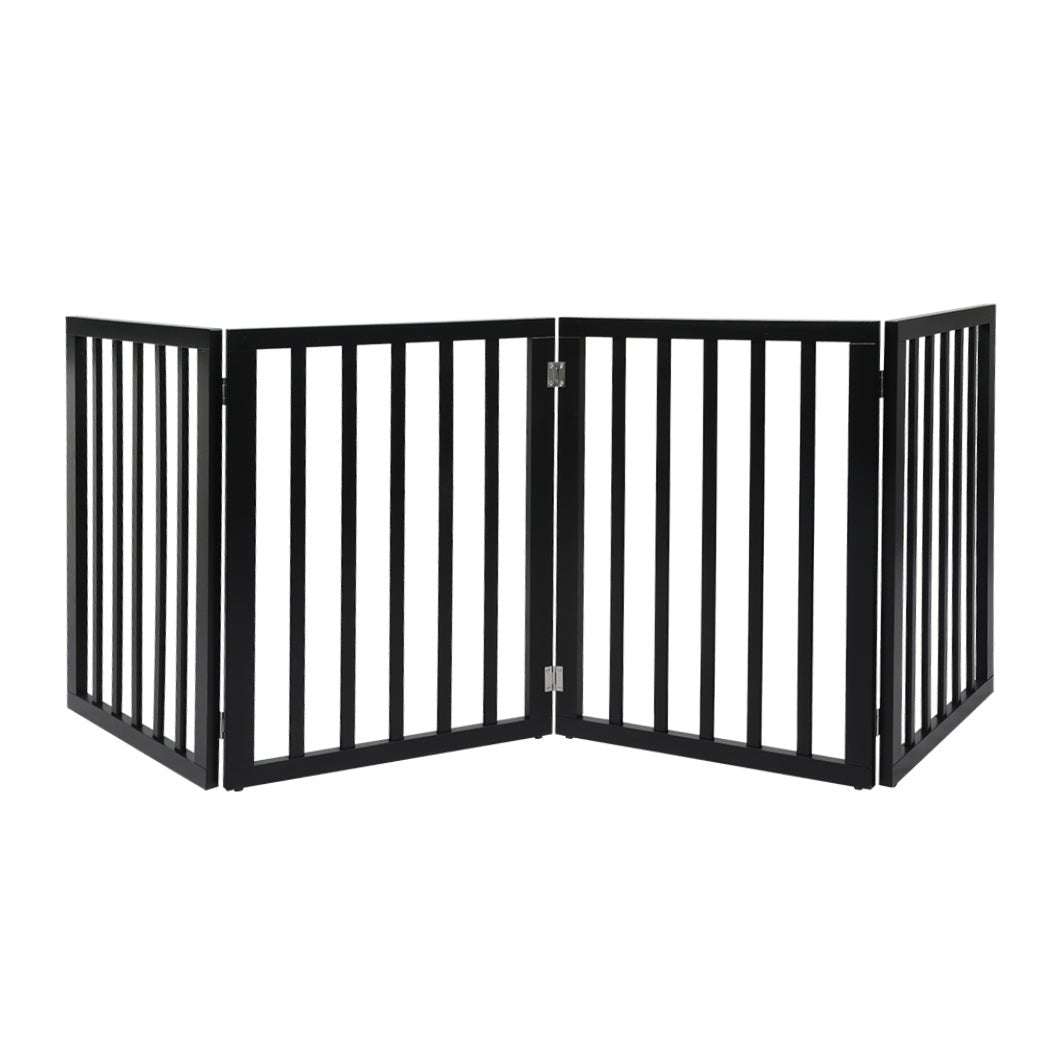 4 Panel Wooden Pet Gate Foldable Dog Fence 600x3mm - Black - Rivercity House & Home Co. (ABN 18 642 972 209) - Affordable Modern Furniture Australia