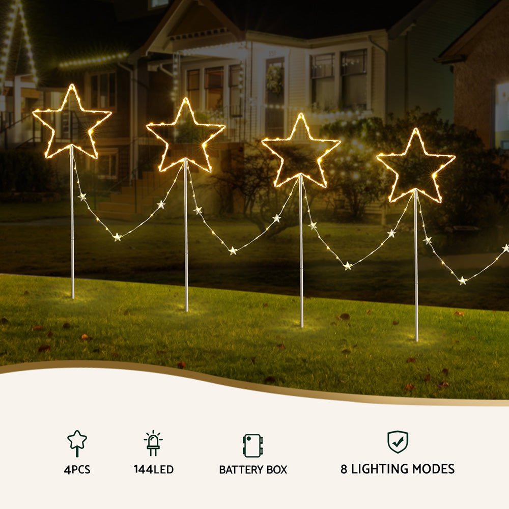 4 PCS Christmas Lights Path Ground Light Garden Decorations 144 LED - Occasions > Christmas > Outdoor Decorations & Lights - Rivercity House & Home Co. (ABN 18 642 972 209) - Affordable Modern Furniture Australia