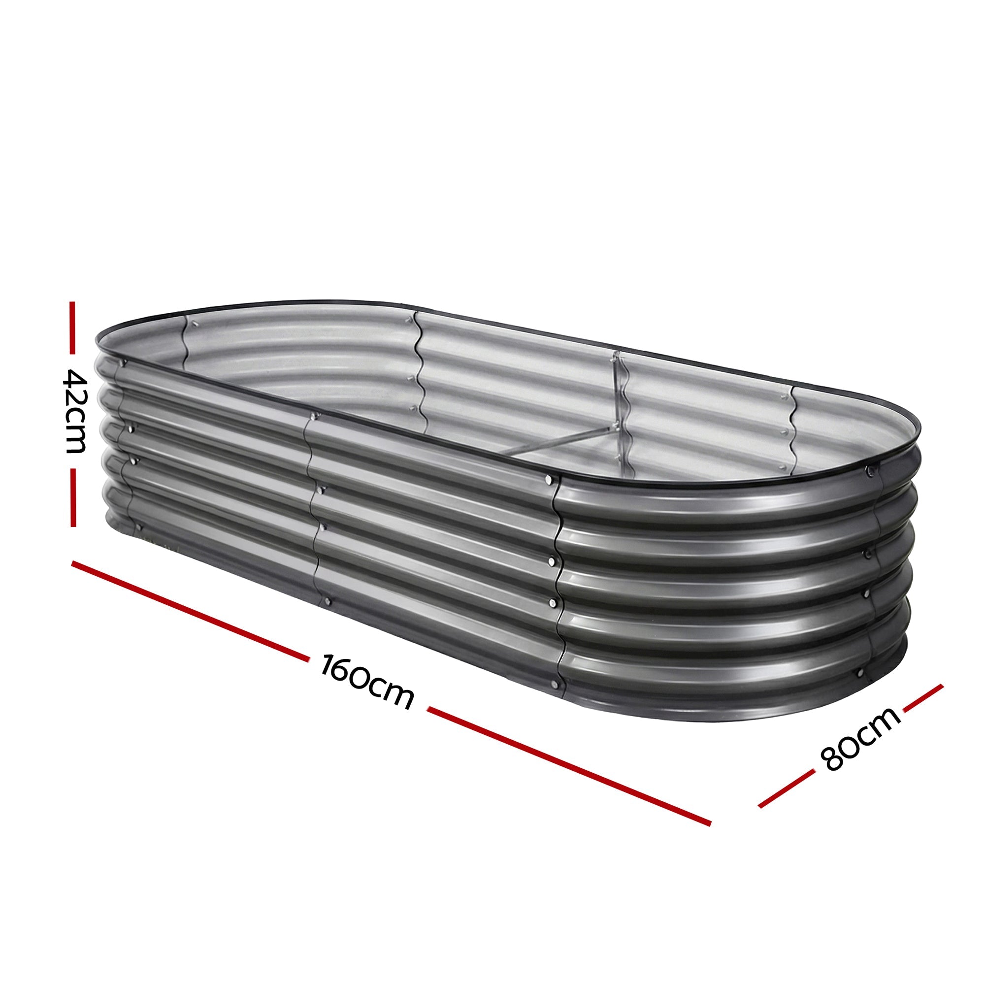 4 Pcs Raised Garden Bed Kit Oval Galvanized Steel Planter Boxes 160x80x42cm, Heavy Duty Metal Elevated Garden Bed for Vegetables Flowers Herbs, with Safety Edging, Gloves & Pegs Included - Home & Garden > Garden Beds > Garden Beds & Planters - Rivercity House & Home Co. (ABN 18 642 972 209) - Affordable Modern Furniture Australia