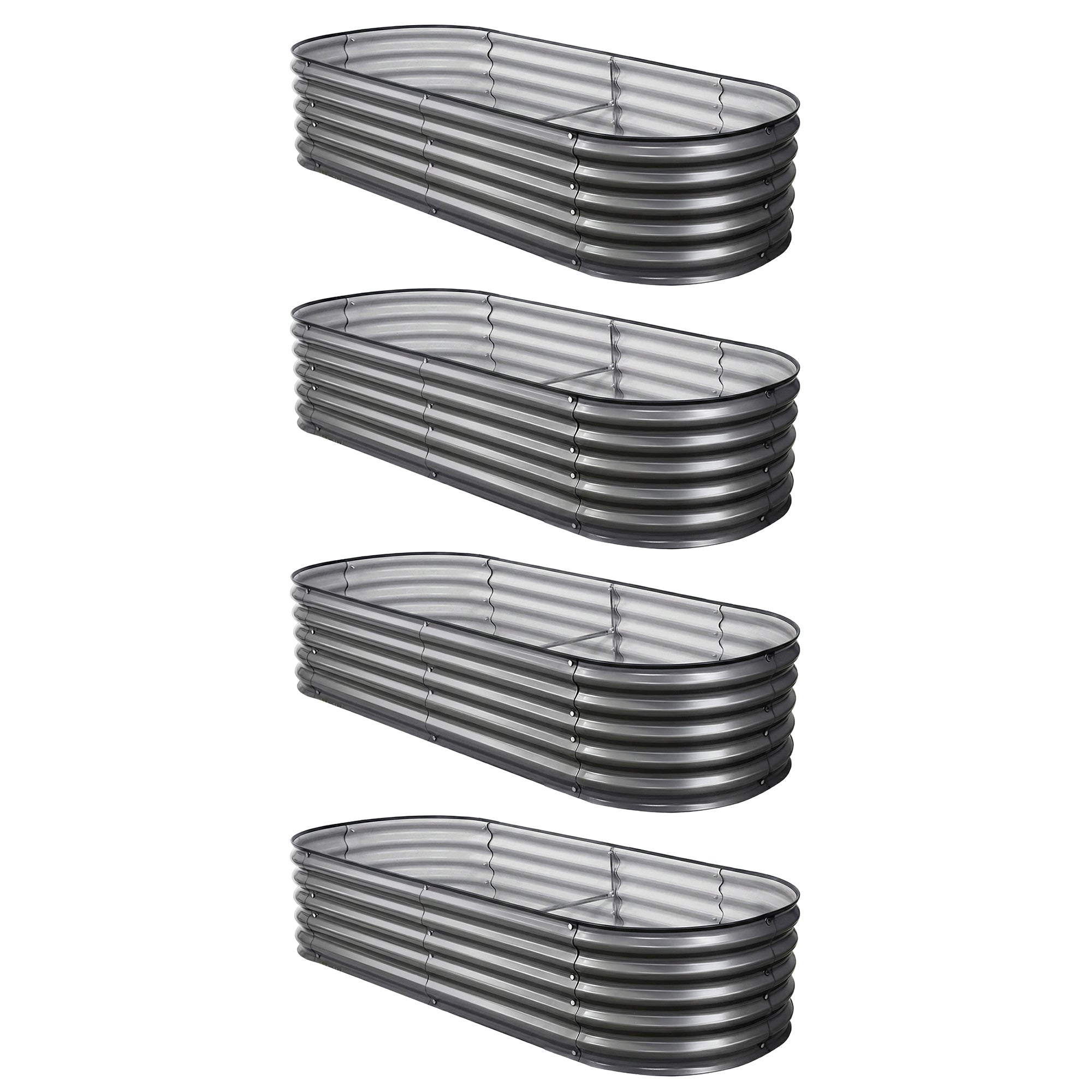4 Pcs Raised Garden Bed Kit Oval Galvanized Steel Planter Boxes 160x80x42cm, Heavy Duty Metal Elevated Garden Bed for Vegetables Flowers Herbs, with Safety Edging, Gloves & Pegs Included - Home & Garden > Garden Beds > Garden Beds & Planters - Rivercity House & Home Co. (ABN 18 642 972 209) - Affordable Modern Furniture Australia