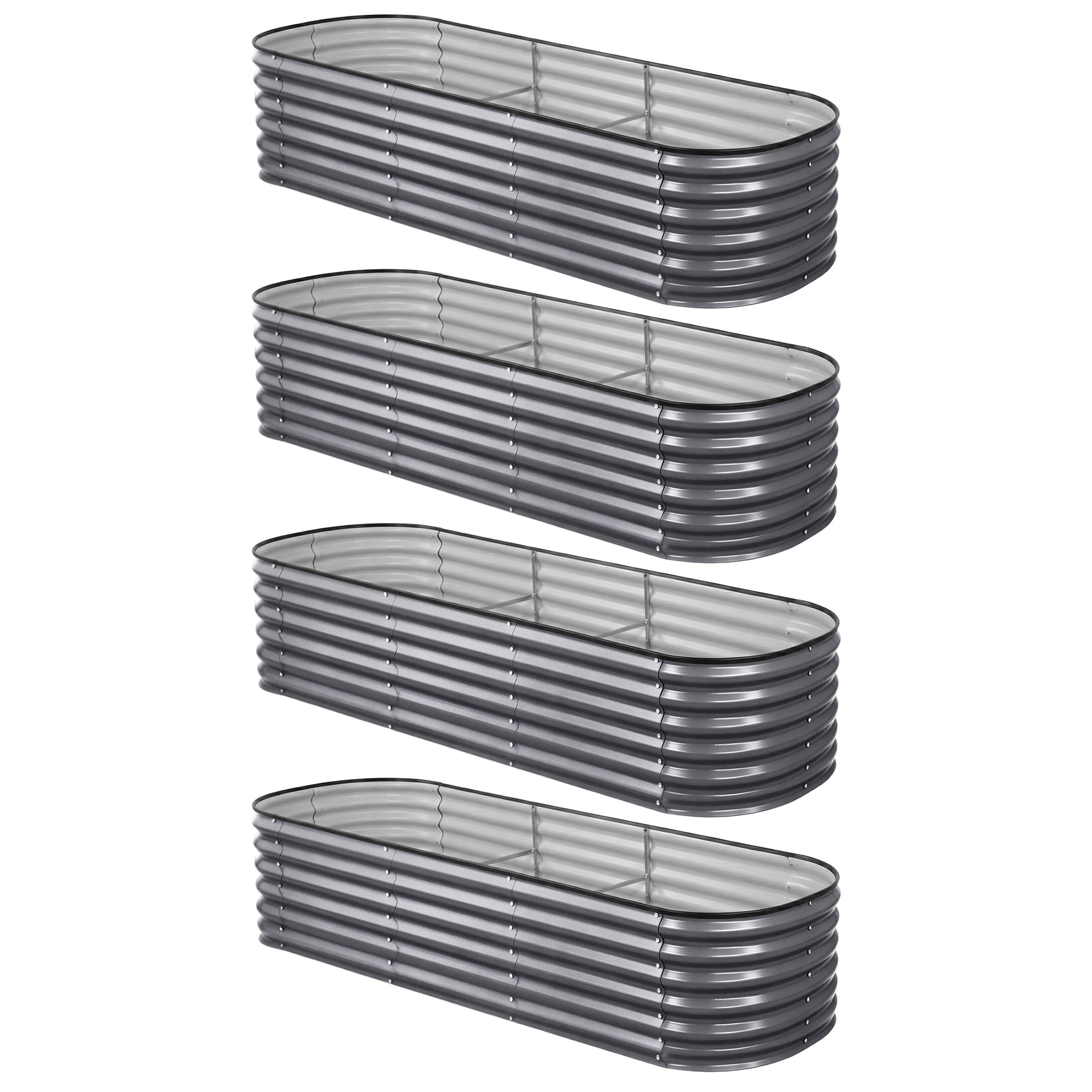 4 Pcs Raised Garden Bed Kit Oval Galvanized Steel Planter Boxes 240x80x56cm, Heavy Duty Metal Elevated Garden Bed for Vegetables Flowers Herbs, with Safety Edging, Gloves & Pegs Included - Home & Garden > Garden Beds > Garden Beds & Planters - Rivercity House & Home Co. (ABN 18 642 972 209) - Affordable Modern Furniture Australia