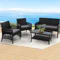 4 Piece Harp Outdoor Furniture Set Black