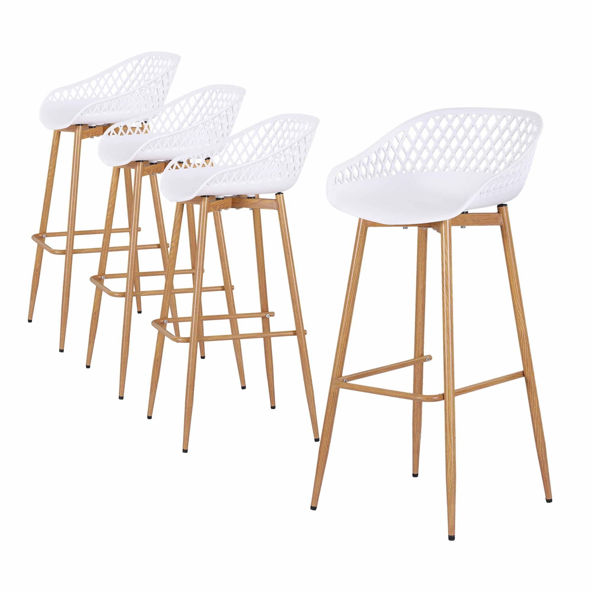 4-Piece Outdoor Bar Stools Plastic Metal Dining Chair Balcony White - Furniture > Bar Stools & Chairs > Table & Bar Stools - Rivercity House & Home Co. (ABN 18 642 972 209) - Affordable Modern Furniture Australia