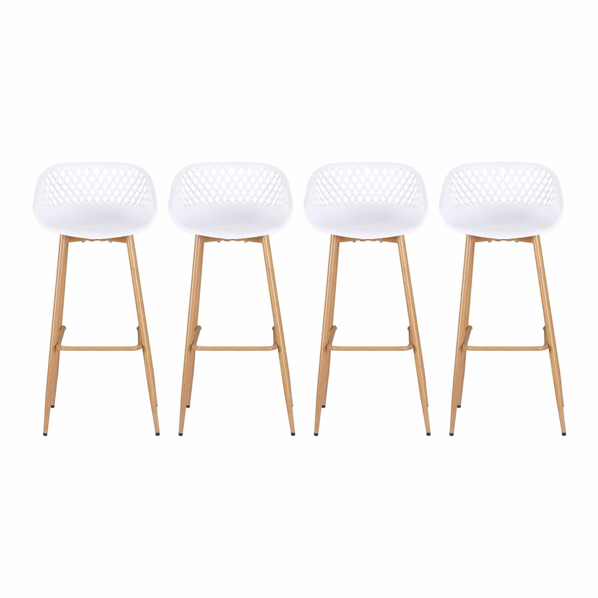 4-Piece Outdoor Bar Stools Plastic Metal Dining Chair Balcony White - Furniture > Bar Stools & Chairs > Table & Bar Stools - Rivercity House & Home Co. (ABN 18 642 972 209) - Affordable Modern Furniture Australia