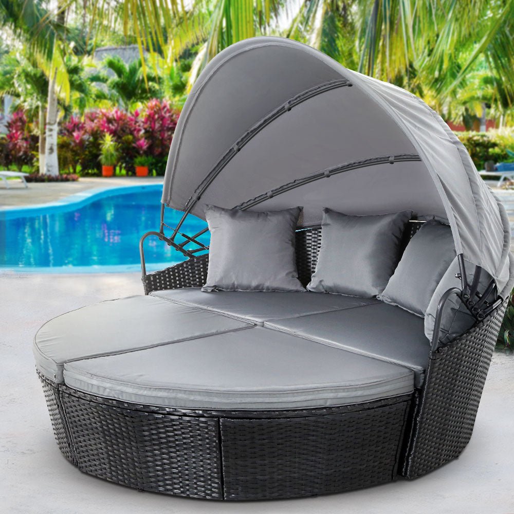 4 Piece Outdoor Day Bed With Shade - Rivercity House & Home Co. (ABN 18 642 972 209) - Affordable Modern Furniture Australia