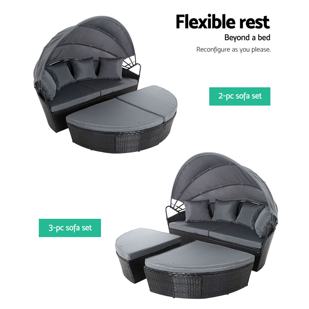 4 Piece Outdoor Day Bed With Shade - Rivercity House & Home Co. (ABN 18 642 972 209) - Affordable Modern Furniture Australia