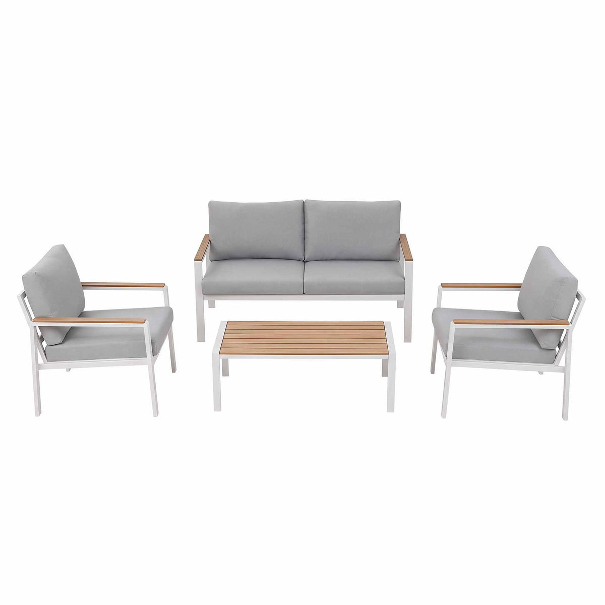 4-Piece Outdoor Sofa Set with Aluminum Frame and Table - White - Furniture > Outdoor > Outdoor Sofas & Lounge Sets - Rivercity House & Home Co. (ABN 18 642 972 209) - Affordable Modern Furniture Australia