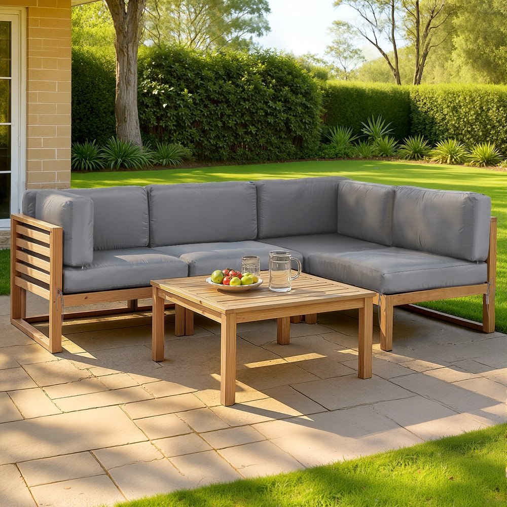 4 - Piece Outdoor Sofa Set Wooden Couch Lounge Setting 5PCS - Furniture > Outdoor > Outdoor Sofas & Lounge Sets - Rivercity House & Home Co. (ABN 18 642 972 209) - Affordable Modern Furniture Australia