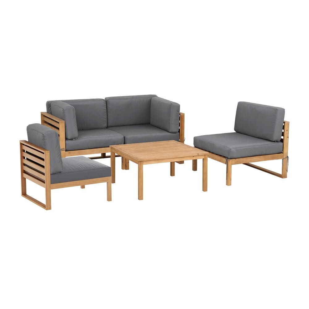 4 - Piece Outdoor Sofa Set Wooden Couch Lounge Setting 5PCS - Furniture > Outdoor > Outdoor Sofas & Lounge Sets - Rivercity House & Home Co. (ABN 18 642 972 209) - Affordable Modern Furniture Australia