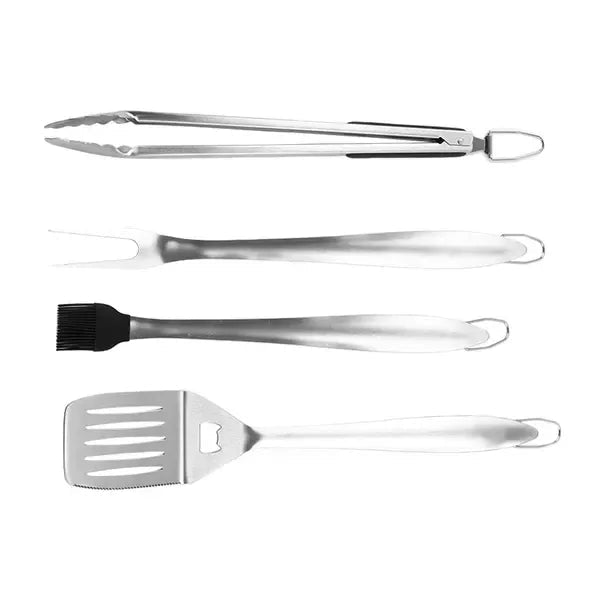 4 Piece Stainless Steel BBQ Grill Tool Set for Camping and Outdoor Cooking - Home & Garden > BBQ > BBQ Tools - Rivercity House & Home Co. (ABN 18 642 972 209) - Affordable Modern Furniture Australia