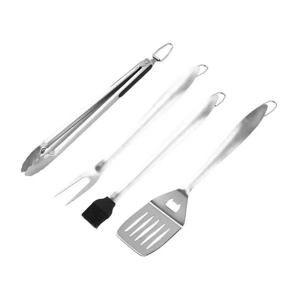 4 Piece Stainless Steel BBQ Grill Tool Set for Camping and Outdoor Cooking - Home & Garden > BBQ > BBQ Tools - Rivercity House & Home Co. (ABN 18 642 972 209) - Affordable Modern Furniture Australia