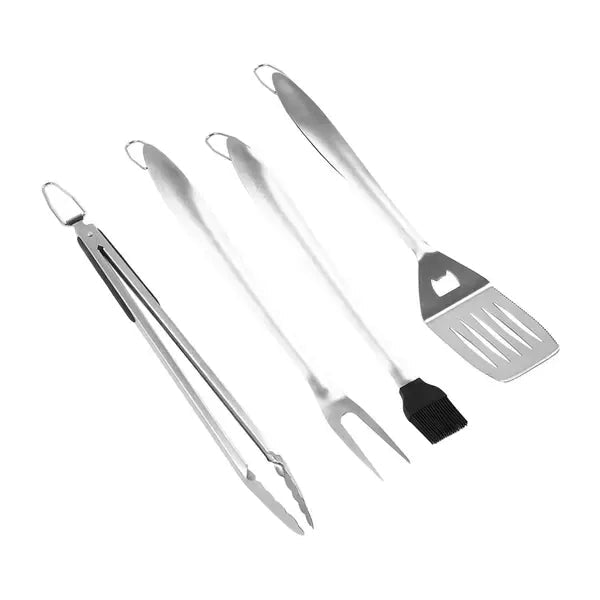 4 Piece Stainless Steel BBQ Grill Tool Set for Camping and Outdoor Cooking - Home & Garden > BBQ > BBQ Tools - Rivercity House & Home Co. (ABN 18 642 972 209) - Affordable Modern Furniture Australia