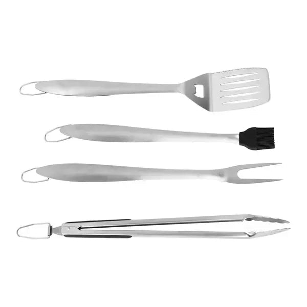 4 Piece Stainless Steel BBQ Grill Tool Set for Camping and Outdoor Cooking - Home & Garden > BBQ > BBQ Tools - Rivercity House & Home Co. (ABN 18 642 972 209) - Affordable Modern Furniture Australia