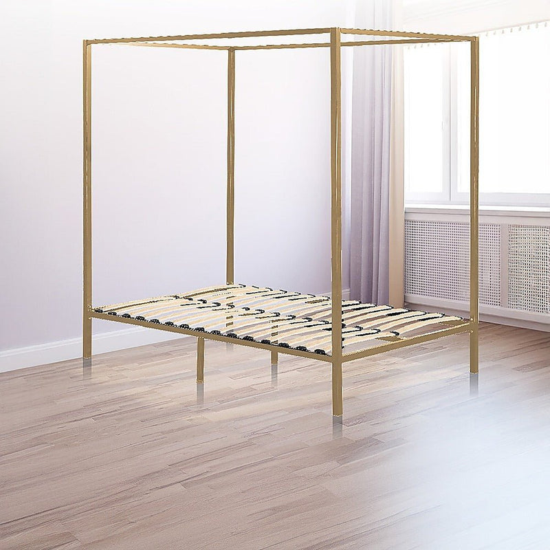 4 Poster Queen Bed Frame Gold - Rivercity House & Home Co. (ABN 18 642 972 209) - Affordable Modern Furniture Australia