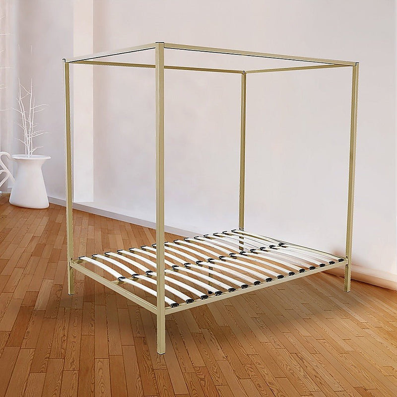 4 Poster Queen Bed Frame Gold - Rivercity House & Home Co. (ABN 18 642 972 209) - Affordable Modern Furniture Australia