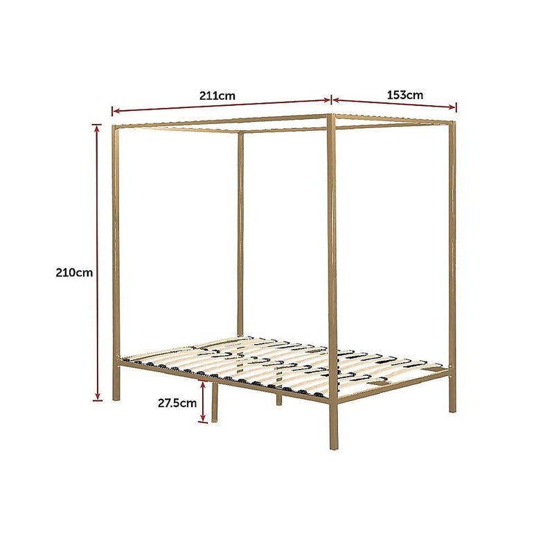 4 Poster Queen Bed Frame Gold - Rivercity House & Home Co. (ABN 18 642 972 209) - Affordable Modern Furniture Australia