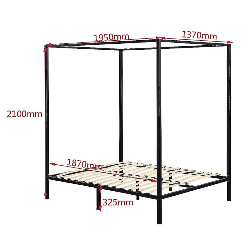 4 Poster Single Bed Frame Black - Rivercity House & Home Co. (ABN 18 642 972 209) - Affordable Modern Furniture Australia