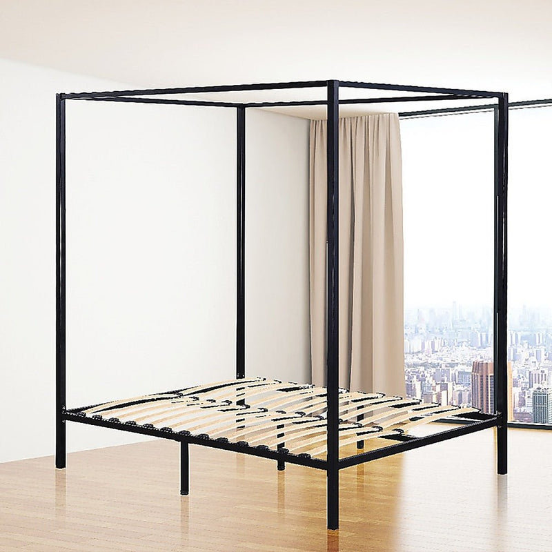 4 Poster Single Bed Frame Black - Rivercity House & Home Co. (ABN 18 642 972 209) - Affordable Modern Furniture Australia