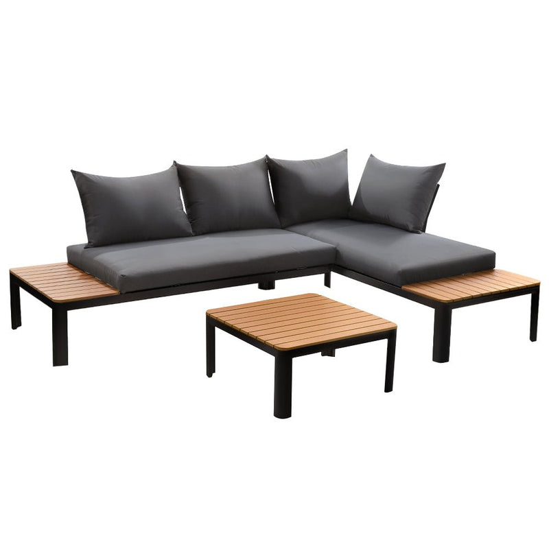 4 - seater Outdoor Aluminium Sofa Set - Black with Dark Grey Cushions - Furniture - Rivercity House & Home Co. (ABN 18 642 972 209) - Affordable Modern Furniture Australia