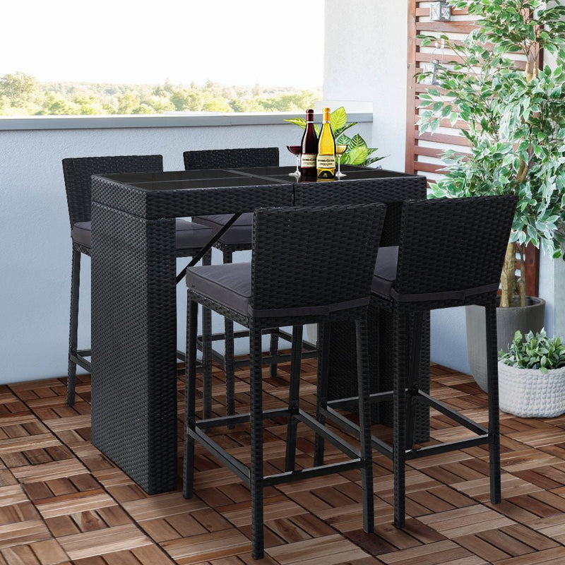 4 Seater Outdoor Rattan Bar Table Set - Rivercity House & Home Co. (ABN 18 642 972 209) - Affordable Modern Furniture Australia