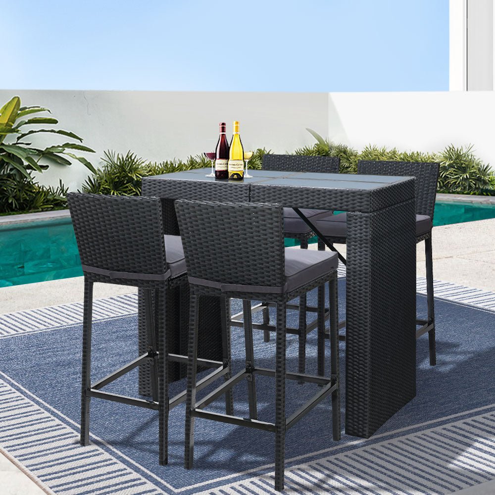 4 Seater Outdoor Rattan Bar Table Set - Rivercity House & Home Co. (ABN 18 642 972 209) - Affordable Modern Furniture Australia