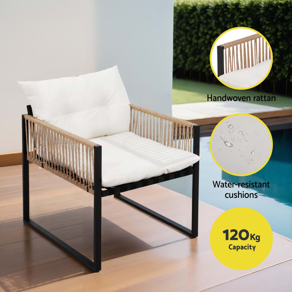 4 Seater Outdoor Sofa Set 4PCS Table Chair Set Garden Patio Furniture - Furniture > Outdoor > Outdoor Sofas & Lounge Sets - Rivercity House & Home Co. (ABN 18 642 972 209) - Affordable Modern Furniture Australia