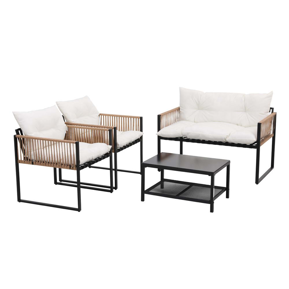 4 Seater Outdoor Sofa Set 4PCS Table Chair Set Garden Patio Furniture - Furniture > Outdoor > Outdoor Sofas & Lounge Sets - Rivercity House & Home Co. (ABN 18 642 972 209) - Affordable Modern Furniture Australia