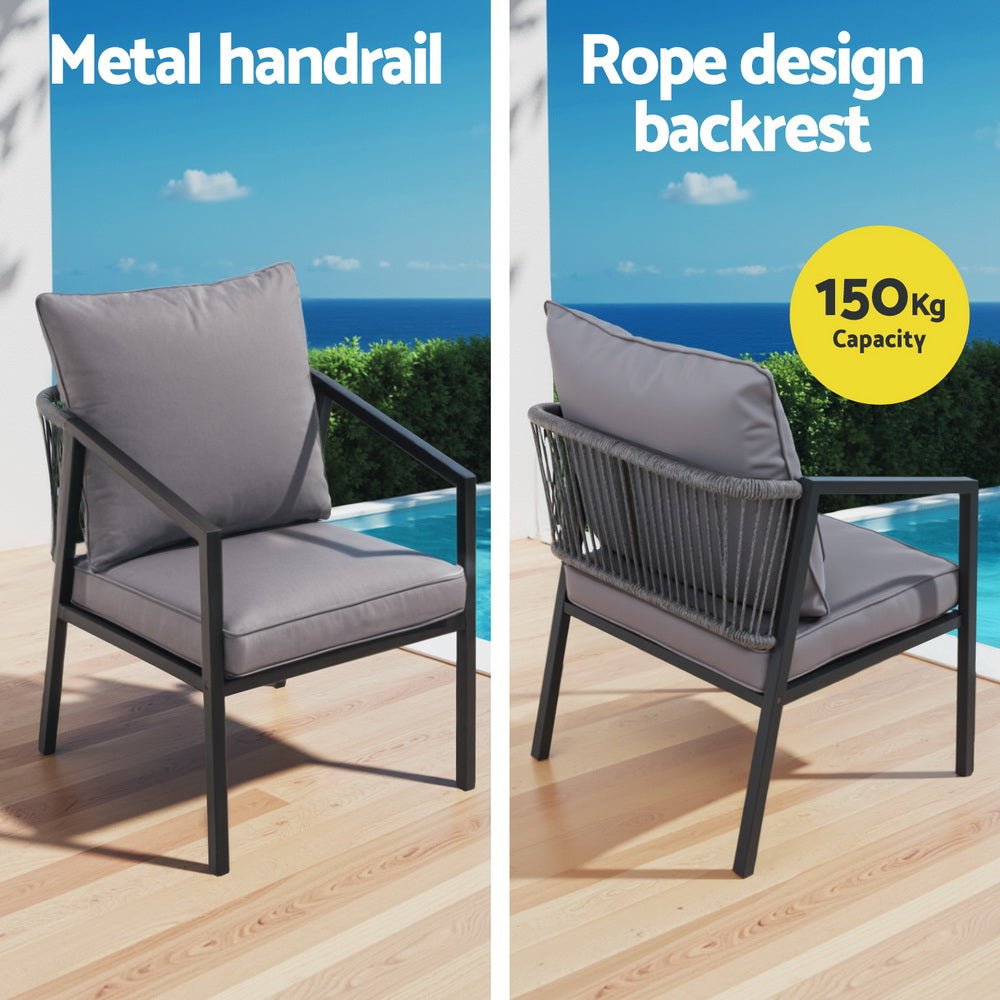 4 Seater Outdoor Sofa Set 4PCS Table Chair Setting Patio Furniture - Furniture > Outdoor > Outdoor Sofas & Lounge Sets - Rivercity House & Home Co. (ABN 18 642 972 209) - Affordable Modern Furniture Australia