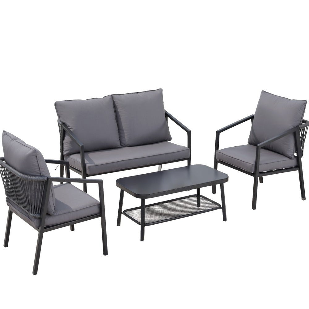 4 Seater Outdoor Sofa Set 4PCS Table Chair Setting Patio Furniture - Furniture > Outdoor > Outdoor Sofas & Lounge Sets - Rivercity House & Home Co. (ABN 18 642 972 209) - Affordable Modern Furniture Australia