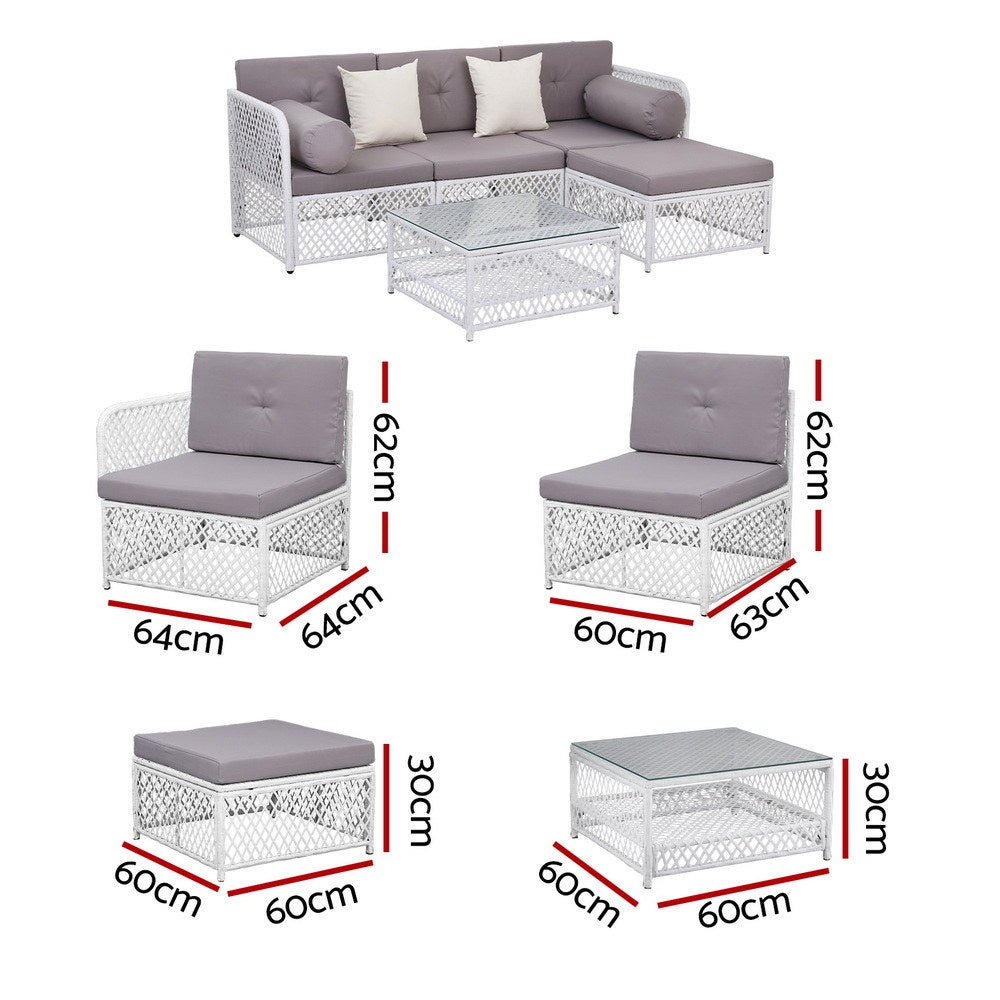 4 Seater Outdoor Sofa Set 5PCS Table Chair Set Garden Patio Furniture - Furniture > Outdoor > Outdoor Sofas & Lounge Sets - Rivercity House & Home Co. (ABN 18 642 972 209) - Affordable Modern Furniture Australia