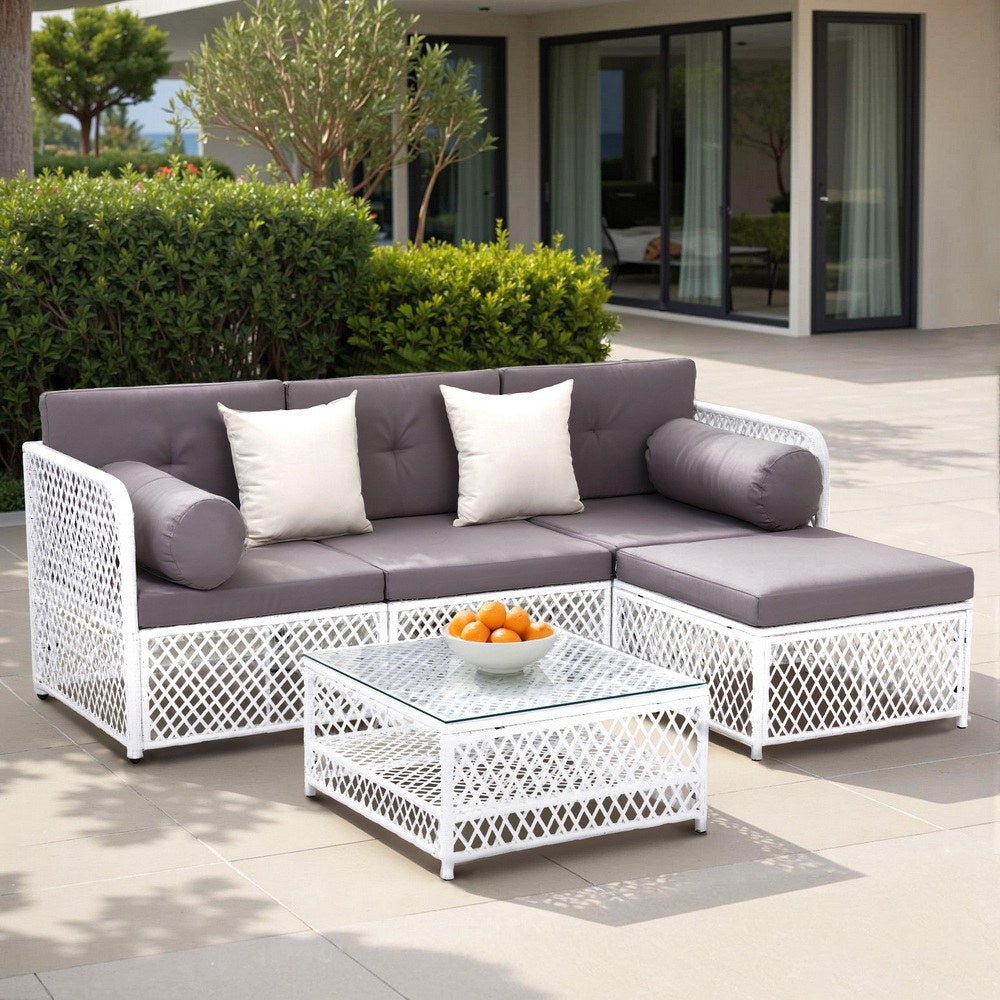 4 Seater Outdoor Sofa Set 5PCS Table Chair Set Garden Patio Furniture - Furniture > Outdoor > Outdoor Sofas & Lounge Sets - Rivercity House & Home Co. (ABN 18 642 972 209) - Affordable Modern Furniture Australia