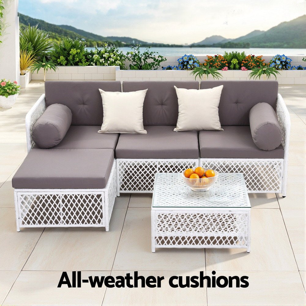 4 Seater Outdoor Sofa Set 5PCS Table Chair Set Garden Patio Furniture - Furniture > Outdoor > Outdoor Sofas & Lounge Sets - Rivercity House & Home Co. (ABN 18 642 972 209) - Affordable Modern Furniture Australia