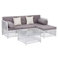 4 Seater 5PCS Outdoor Sofa and Table Set for Garden Patio - White and Grey