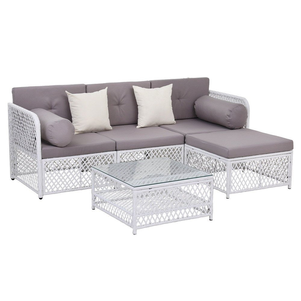 4 Seater Outdoor Sofa Set 5PCS Table Chair Set Garden Patio Furniture - Furniture > Outdoor > Outdoor Sofas & Lounge Sets - Rivercity House & Home Co. (ABN 18 642 972 209) - Affordable Modern Furniture Australia